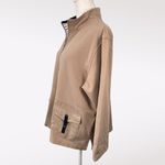 Allison Daley  Lightweight Full Zip Jacket Tan Navy Trim Petite Large Photo 3