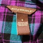 Bit & Bridle Teal Purple Plaid Cotton Flannel Button Down Size Small Photo 5