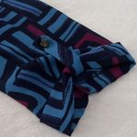 Everly Blue & Fuchsia Graphic Block Print Roll Up Sleeve Pull On Mini Dress Photo 9