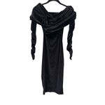 Club L Flatter Me Velvet Bardot Midi Dress Black NWT (UK 8) US 4 Photo 1