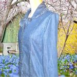 New Direction denim jacket with ruffled trim design! Blue Photo 2