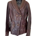 Guess Vintage Chocolate Brown Fitted Leather Jacket Photo 0