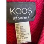 KOOS of Course! Red Open Cardigan Applique Sweater Silk Wool Sz 1X Asian Kimono Photo 3