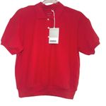 Everlane NWT  Red Organic Cotton Classic Fit Short Sleeve Polo Shirt Women career Photo 1