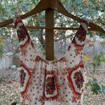 Madewell  Floral 100% Silk Cream And Orange Back Cutout Dress Size 0 Photo 2