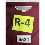 Pleione Womans  Long Sleeve Pullover Blouse XL Maroon V Neck 1/4 Button Up Photo 2