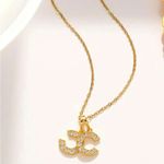 Monogram C Necklace Gold Tone Costume Jewelry Photo 4