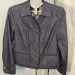 Peck & Peck Peck & Peck Weekend Blue Animal Print Blazer Button Front Jacket Womens Sz 12 Photo 0
