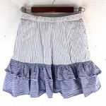 J.Crew  2 Layered Ruffle Lined Blue and White Striped Pocketed Mini Skirt Photo 6