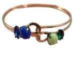 Vintage Blue and Green Bangle Clasp Rhinestone Bracelets Photo 1