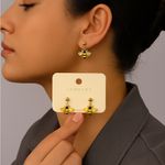 Bee Earrings Gold Yellow Black Enamel Dangle Studs | Cute Gift Jewelry new Photo 0