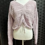 Jessica Simpson Adjustable Crop Sweater Sz M Lavender Festival Cottage Crochet Photo 0