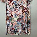 Floral Dress Long‎ Sleeve Scoop Neck Elaborate Pattern Print Sheath Leafy Women Pink Size XXS Photo 4