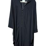 Maeve Anthropologie Ceycen Button Down Tunic Black Sz L Photo 0