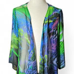 All Hours Sheer Kimono Jacket Abstract Tropical Print Green Blue Purple Size undefined Photo 0