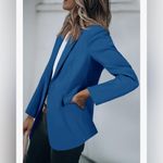 NEW Cicy Bell Casual Open Front Long Sleeve Career Suit Jackets Blazer M Blue Size M Photo 4