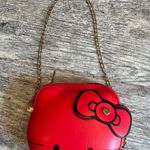 Hello Kitty  Purse Clutch Wristlet Bag Red Leather Zip‎ Gold Chain Sanrio Tote Photo 0