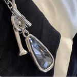 Silver 36" Long Faced Cristal Sweater
Necklace Black Photo 6