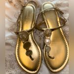 Marc Fisher  Giver Gold Embellished T-Strap Thong Sandals Women's Photo 2