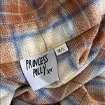 Princess Polly Multicolor Orange/ Blue Plaid Button Down Flannel Photo 4