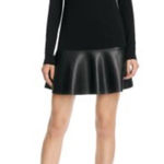 Bailey 44 Revolve Faux Leather Bottom Double Knit Dress Size Large Photo 0