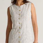 Quince  NWOT 100% linen striped longline vest xs Photo 0