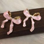 Gold and Pink Bow earrings Photo 0