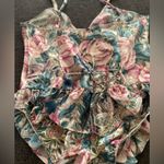 Victoria's Secret Vintage  Floral Satin Ruffle Teddy Bodysuit Sz Medium‎ Photo 1