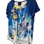 FRENCH Blue Short Sleeve Summer Top‎ Petite Large Blue Size undefined Photo 0