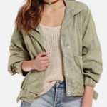 Free People  Ripstop Parachute Bomber Jacket Green Tie Dye‎ Women Size XS Grunge Photo 0