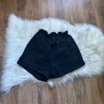 Princess Polly Open Road Denim Paper Bag Shorts In Washed Black Photo 4