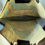 Greetings From London Big Ben Bus Souvenir Tote Bag Wooden Handle Retro Travel Tan Photo 3