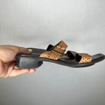 Nickels Soft Womens Sandals Tan Brown Faux Crocodile Buckle Block Heel Slides Size 7.5 Photo 2