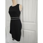Calvin Klein  Black Sheath Dress With White Piping Sleeveless Sz 6 Lined Photo 2