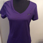 Nike Purple Pro Short sleeve V Neck Women's Large L Swoosh Photo 0