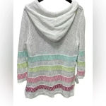 Christopher & Banks White Striped Open Knit Hooded Beach Sweater Size Large Photo 4