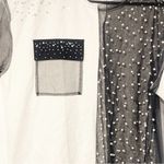 Akira  Size Medium Black White Pearl CARISSA SHORT SLEEVE MESH T-SHIRT Photo 2