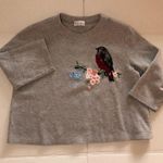 Red Valentino Sweatshirt Embroidered Sequins & Lace Bird & Floral Sz L EUC Photo 4