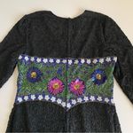 Vintage Night Vogue Silk Floral Sequin & Beaded Embellished Long Sleeve Dress L Black Size L Photo 11
