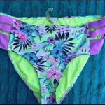 O'RAGEOUS Bikini Bottom Swim Suit Medium Tropical Multicolor Green Photo 0