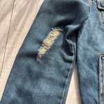 Iris  Blue Denim Jacket Fringe Hem Distressed Size Small Photo 4