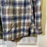Carhartt Relaxed Fit Flannel Hooded Plaid Shirt Size Medium Blue Tan Button Down Photo 2