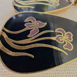 Laurel Burch Black Enamel Iris Drop Earrings Photo 3