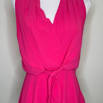 Naked Zebra Hot PInk Front Tie Blouse Tank Top Sz Small Photo 0