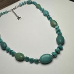 CHAPS  Blue Bead Silver Tone Beaded Necklace Adjustable Length Photo 5