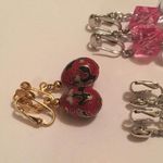 Trifari Lot Of 4 Costume Earrings Vintage Clip On Avon Sarah Cov  Cloisonné Photo 5