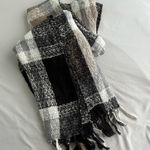 Steve Madden Black/Cream/Neutral Plaid Scarf Photo 0