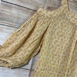 Anthropologie Meadow Rue cold shoulder bubble sleeves cotton yellow top Size 8 Photo 3