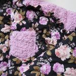 For Love & Lemons NWT Puffer Jacket in Black Pink Floral Ruffle Trim Sherpa S Photo 2