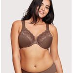 GLAMORISE 34G Bra Low Cut WonderWire Lace Bra Padded Underwire Wide Strap Brown Size undefined Photo 0